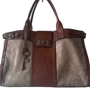 Fossil Leather Vintage Reissue VRI Metallic Large Weekender Bag